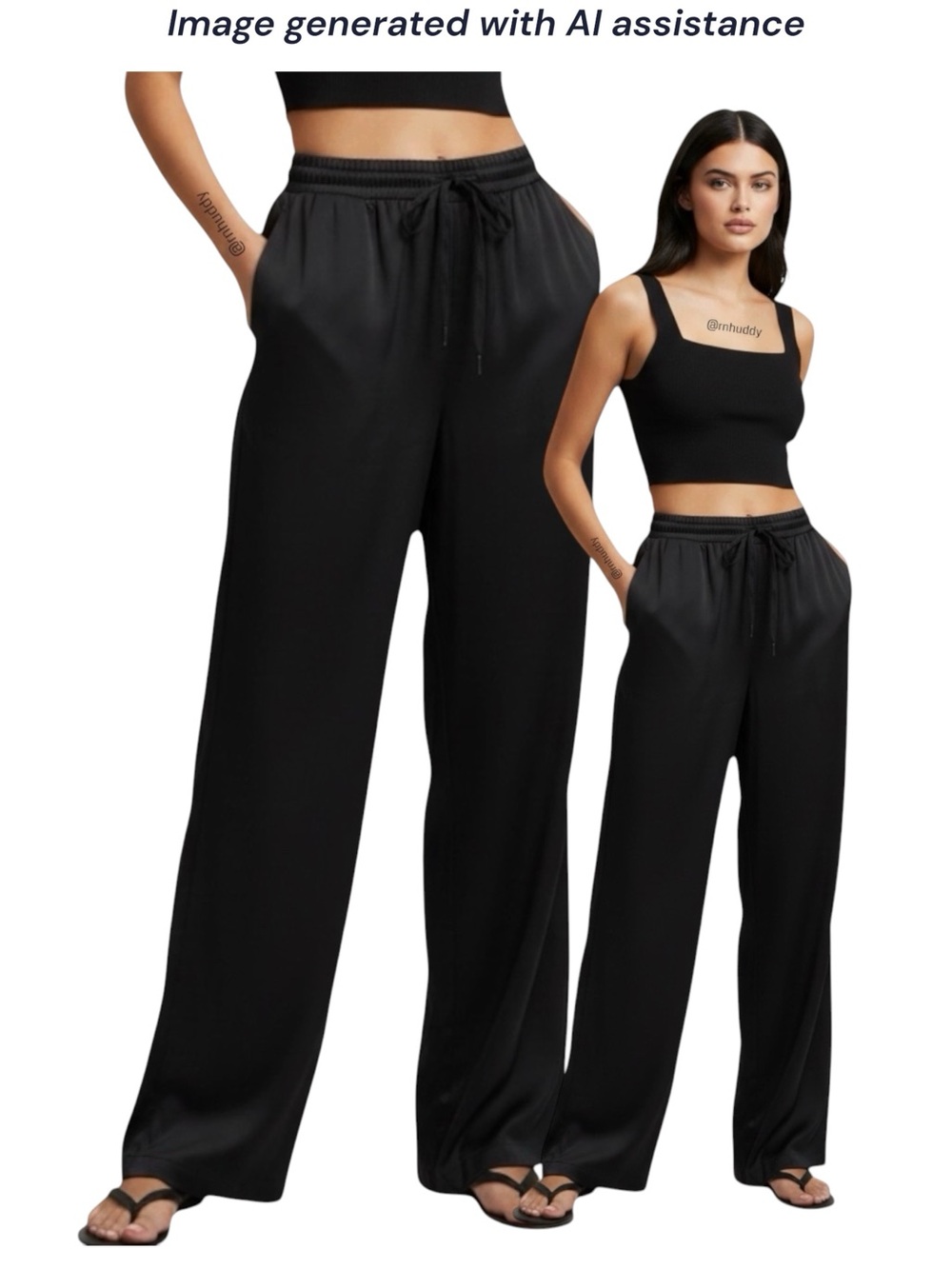 Zara XS black lyocell drawstring straight leg pants